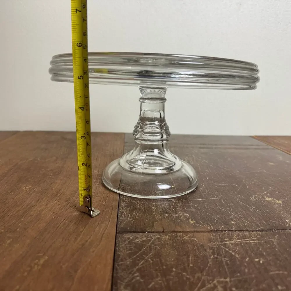 Vintage Clear Pressed Glass Cake Dessert Stand Timeless Classic‎ Kitchen Decor